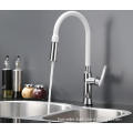 Commercial brass white pull out kitchen faucet with spray